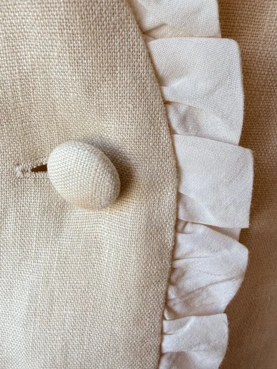 Reformation Bess Linen Top Sugar White Ruffle Button Front 100% Linen Size Large - Picture 5 of 9